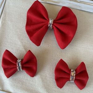 Red Bow Hair Clips for Kids